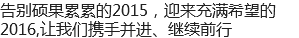 告别硕果累累的2015，迎来充满希望的2016,让我们携手并进、继续前行